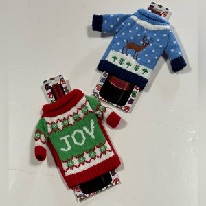 Pack Of Two Christmas Ugly Wine Bottle Sweater